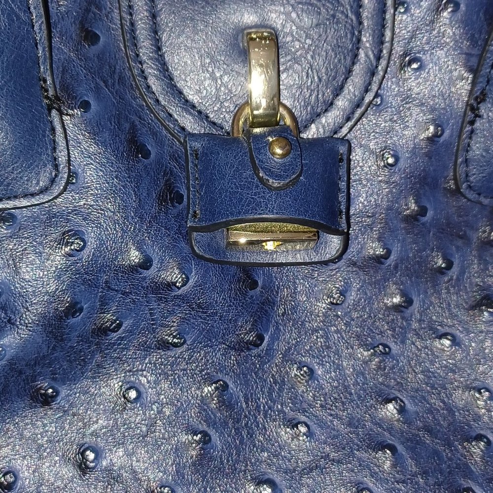 London Fog Navy Blue Handbag Lock and Key Satchel - Picture 2 of 5